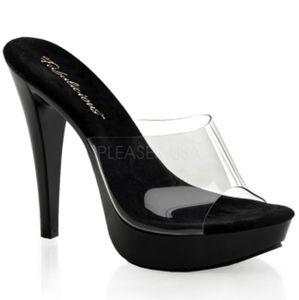 NEW Pleaser Fabulicious COCKTAIL-501 Clear Heeled Slide Mule Sandal Women's US 7